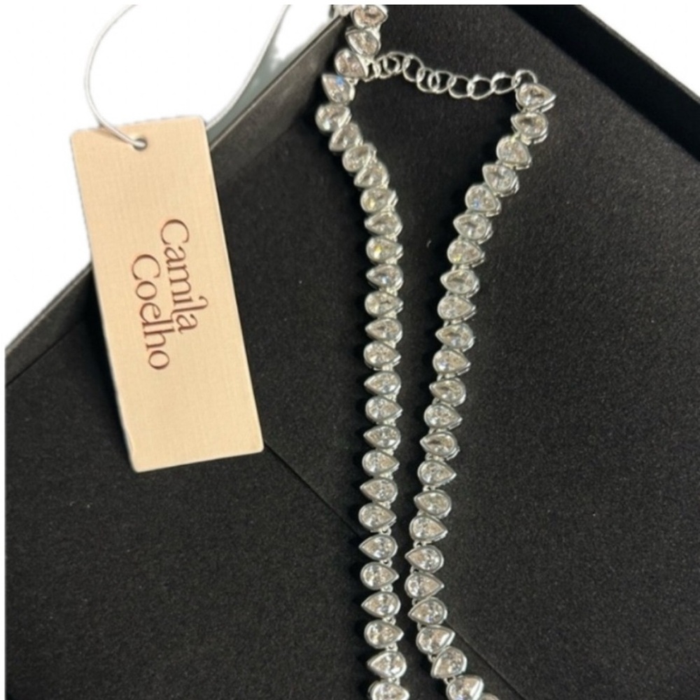 NWT ⚜️💎⚜️ Camila Coelho Gorgeous Teardrop Cubic Zirconia Chocker Necklace - Picture 7 of 8